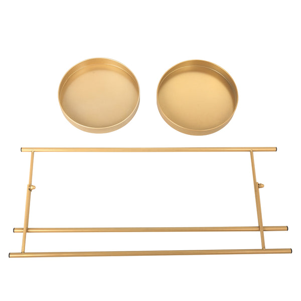 English Elm Modern Golden 2-Tier Plant Stand Folding Metal Shelf — Space-Saving 33lb Capacity Indoor Outdoor Decor W2181P357587