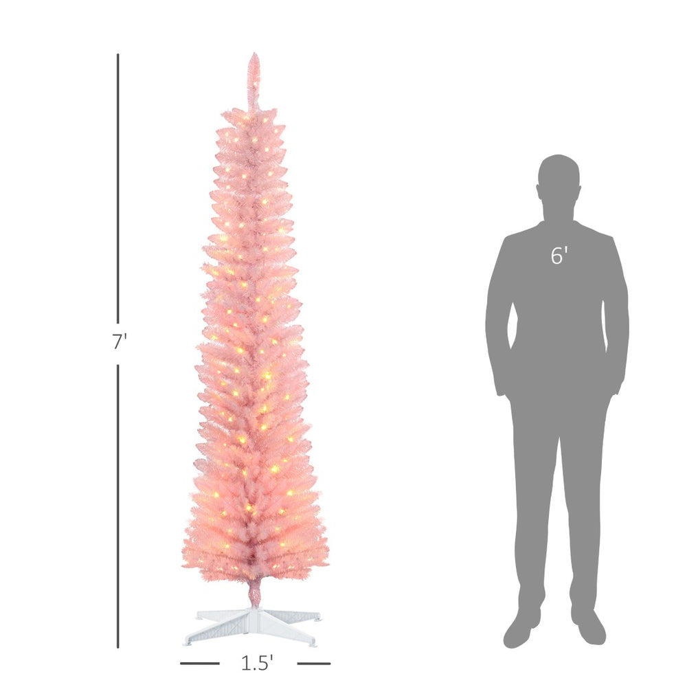 English Elm Pencil Slim Flocked Christmas Tree 6 Ft Snow Dusted Artificial with Sturdy Metal Base T3971P417135