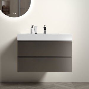 English Elm Alice 36" Gray Wall-Mounted Bathroom Vanity With Pre-Assembled Sink, Stylish Storage & Minimalist Design W1865S00006