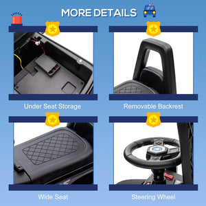 English Elm Aosom Police Truck Ride on Toy with Pa System and Under Seat Storage for Toddlers W2225P217708