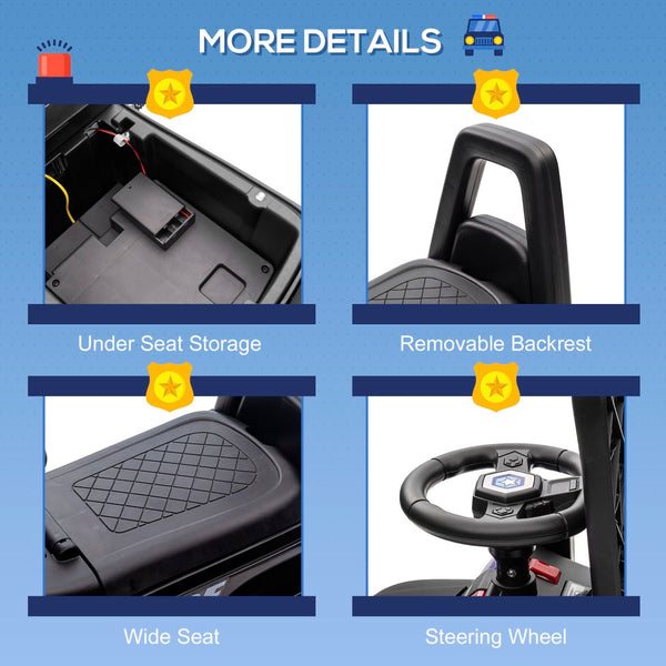 English Elm Aosom Police Truck Ride on Toy with Pa System and Under Seat Storage for Toddlers W2225P217708
