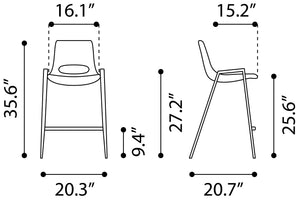 Desi Counter Stool - Set of 2 Brown & Walnut 109732 Zuo Modern