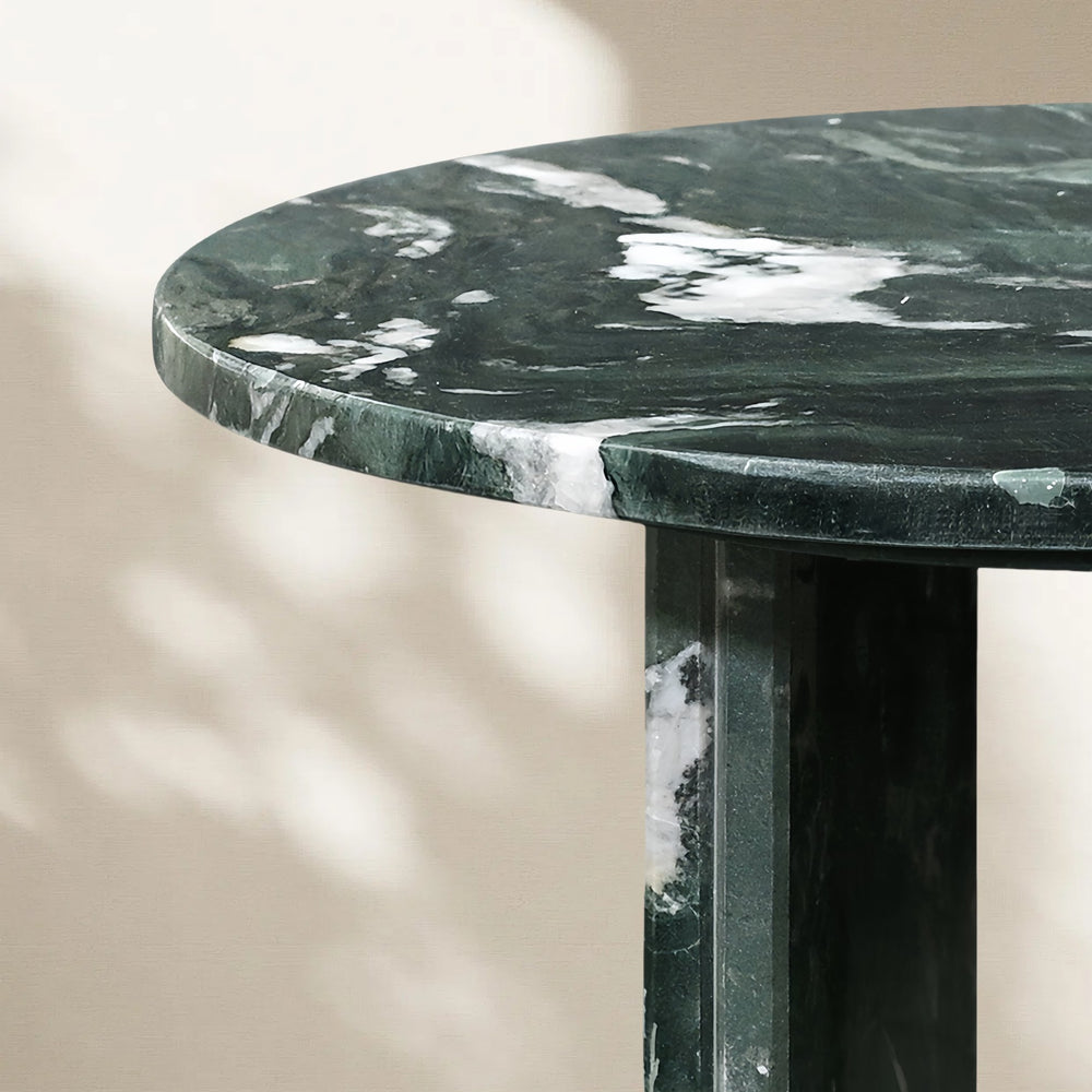 English Elm Green Marble Pair Coffee Tables - 45cm & 70cm Layered Natural Stone Nesting Set for Living Room W1696S00005