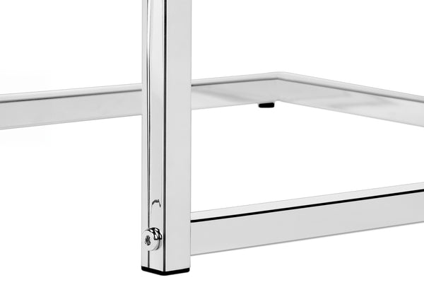 English Elm Accent Table - Contemporary C-Shaped Side Table With Chrome Base For Living Room & Bedroom Use B2710P219377