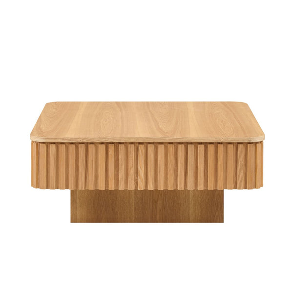 English Elm 35.43 Inch Square Lift Top Coffee Table Wood Veneer Hidden Storage Modern Living Room Natural Ash W2582P401466