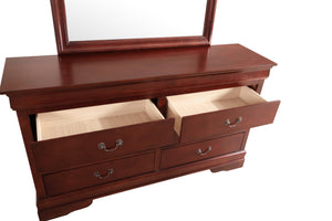 English Elm LouisPhillipe Elegant Traditional Dresser with Carved Bases, English Dovetail Drawers & Tarnish-Resistant Hardware Cherry 37 L x 59 W x 18 H B078108119