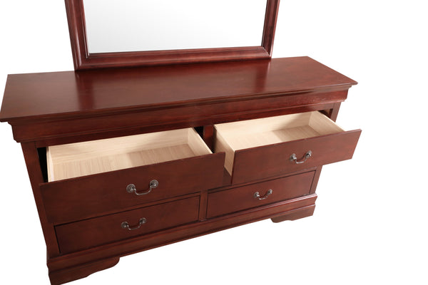 English Elm LouisPhillipe Elegant Traditional Dresser with Carved Bases, English Dovetail Drawers & Tarnish-Resistant Hardware Cherry 37 L x 59 W x 18 H B078108119