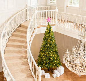 English Elm Artificial Blush Pink Holiday Tree 7 Foot Tall with 1000 Tips Frosted Romantic Decor T3971P419039