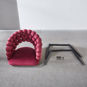 English Elm wine red Modern chair set of 2 with golden iron legs, plush fabric cushions, rust-proof frame, versatile seating W234P190479