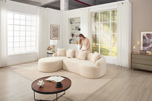 English Elm Boneless Chenille Sectional with Curved Chaise High Density Foam Modular Living Room Sofa W2231S00042