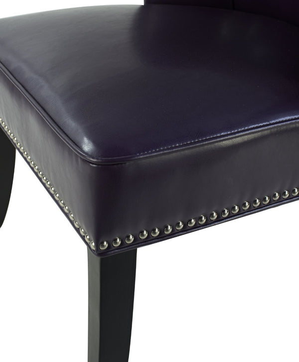 English Elm 25.6 Inch Pu Leather Barrel Club Chair with Rivet Trim and Wood Legs for Any Room W5325P458035