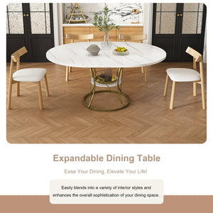 English Elm 43 Inch Foldable Mdf Dining Set with Pu Cushioned Solid Wood Chairs Space Saving White W2700S00139