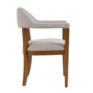 English Elm Wood Frame Upholstered Dining Chairs Set of 2 Curved Back Rubberwood Armrest Seating Beige,Walnut N768P389407W