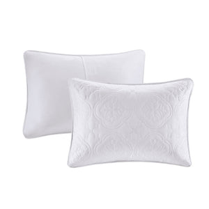 JLA Home 510 Design - 3 Reversible Bedspread Set Oversized Quilted Medallion Microfiber 3-Piece Hypoallergenic Washable Elegance White 5DS13-0293