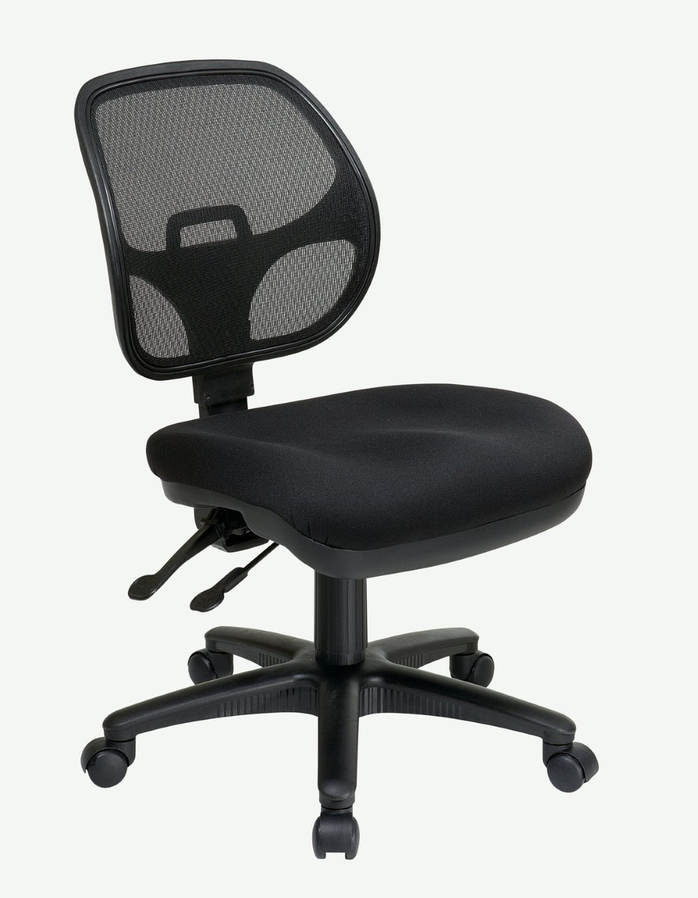 OSP Home Furnishings Ergonomic Armless Mesh Task Chair with Lumbar Support and Pneumatic Height Adjustment Coal 2902-30