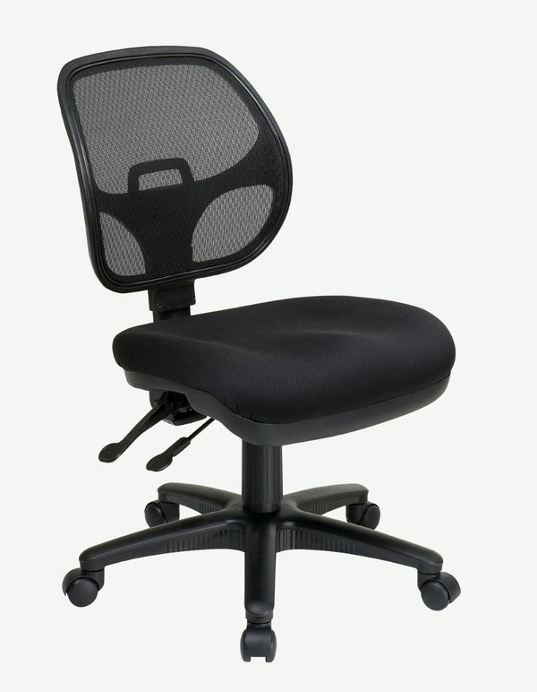 OSP Home Furnishings Ergonomic Armless Mesh Task Chair with Lumbar Support and Pneumatic Height Adjustment Coal 2902-30