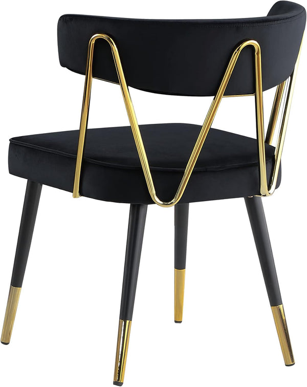 English Elm Glam Velvet Dining Chair Set of 2 with Gold Trim, Padded Foam Seat Upholstered Side Chairs for Home Decor Black+Gold 35 L x 23 W x 20 H B011P353083