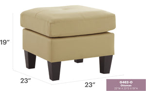 English Elm Charming Beige Ottoman PU Footrest & Extra Seat, 19"H x 23"W x 23"D, Neutral Compact Accent for Any Room B078108265