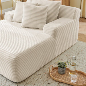 English Elm Single Frameless Velvet Lounge Chair Plush High Density Foam Accent Seat for Living Room Beige W487P420019