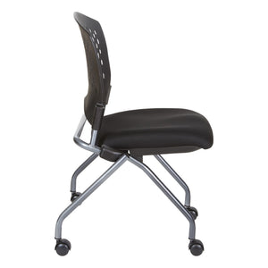 OSP Home Furnishings Soft-flex Frame Steel Folding Chair Cushioned Seat Ventilated Back for Office Use Coal 83220-30