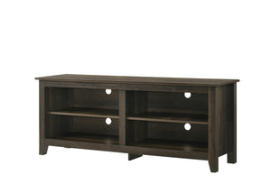English Elm Tropea 58 Inch Open Shelf Media Console with Oak Finish and Cord Management B2749P413252