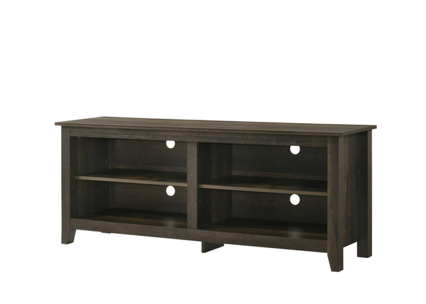 English Elm Tropea 58 Inch Open Shelf Media Console with Oak Finish and Cord Management B2749P413252