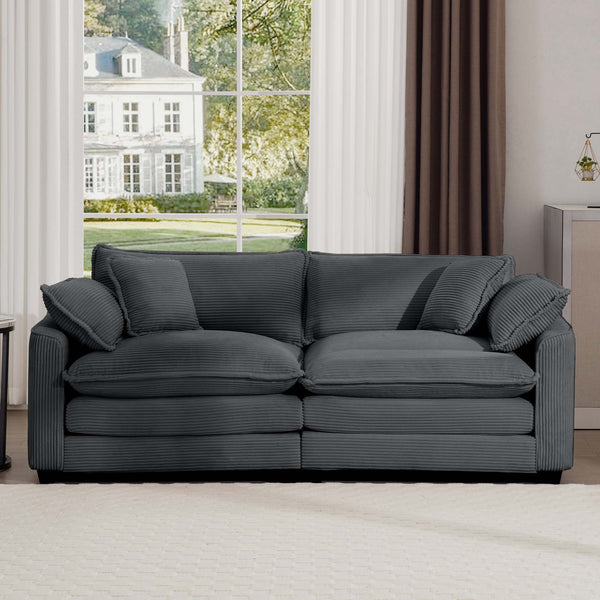 English Elm Modern Corduroy Loveseat With 4 Pillows – Deep Seating, Stylish Comfort For Living Room & More! W714S00828