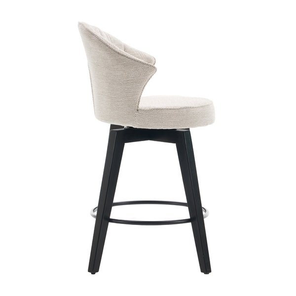 English Elm 008-Wing Upholstered Swivel Counter Stools Set of 2 with Solid Wood Legs, Chenille Comfort & 250lb Capacity White W2636P239835