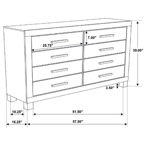 English Elm Bren Eight Drawer Rustic Dresser Wire Brushed Rubberwood Grain Farmhouse Bedroom Storage B062P451983