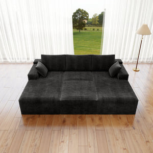 English Elm 98.4*68.9"Modular Sectional Sofa - Plush Corduroy Couch For Instant Comfort In Your Living Space W3819S00113