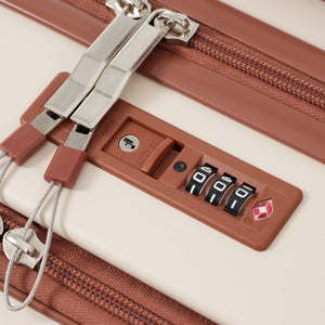 English Elm Front Access Hardside 3 Piece Travel Set with Usb Port Spinner Wheels and Tsa Lock Brown+White N732P326130K