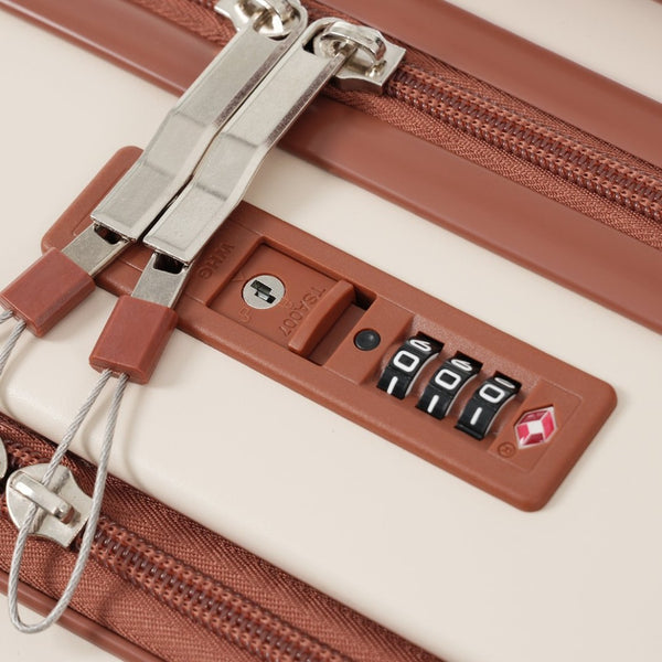 English Elm Front Access Hardside 3 Piece Travel Set with Usb Port Spinner Wheels and Tsa Lock Brown+White N732P326130K