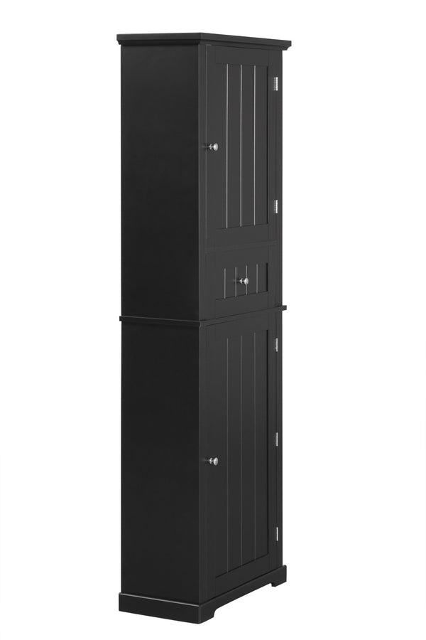 English Elm Tall Bathroom Storage Cabinet - Sleek Freestanding Organizer With Drawer & Adjustable Shelf, Black N725P206890B-GIGA