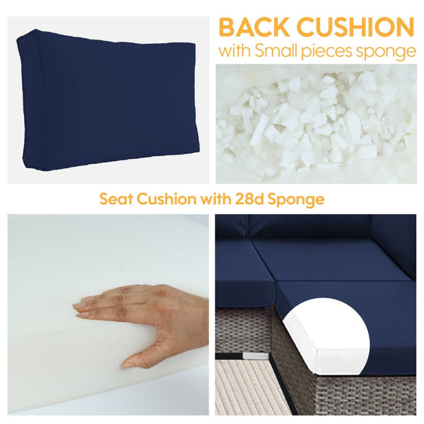 English Elm Outdoor Deep Seat Sectional Replacement Cushions Fade Resistant Polyester Set Navy Blue W419P187678
