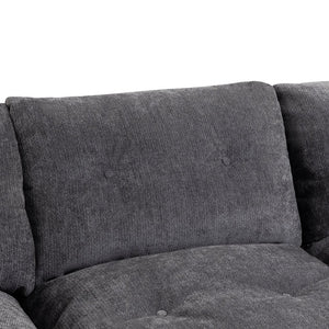English Elm Modern Chenille Cloud Sectional with Ottoman Deep Sink Modular L Shaped Living Room Sofa Dark Grey W2379S00004
