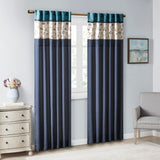 Madison Park Serene Traditional Embroidered Curtain Panel MP40-4209 Navy