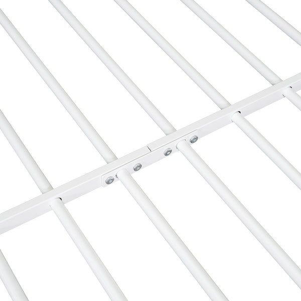 English Elm Full House Bed Frame with Shelves & LED Lights — Metal + Wood Full-Size Playhouse Bed for Kids Room Decor White N737P176706K