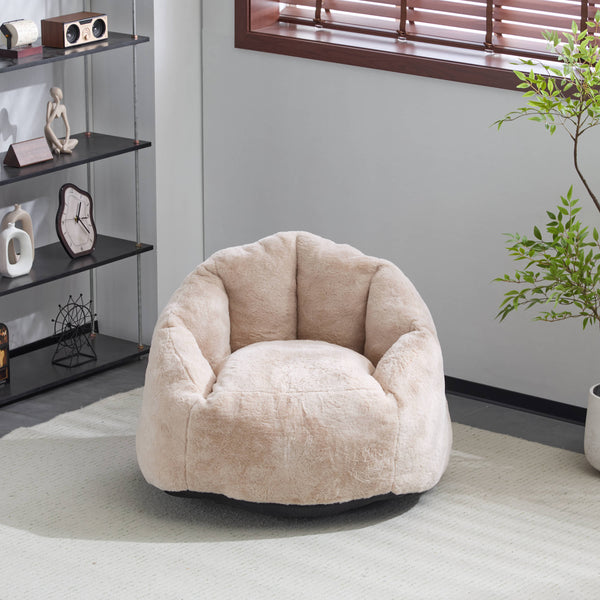 English Elm Christopher Knight Home® - Albi Velvety Beige Indoor Armchair-Style Bean Bag — Eco-Friendly Shredded Foam, Compact Cozy Accent N775P265487B