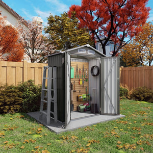 English Elm 5x3 Ft Galvanized Steel Outdoor Storage Shed with Peaked Roof and Lockable Door W3213P309352
