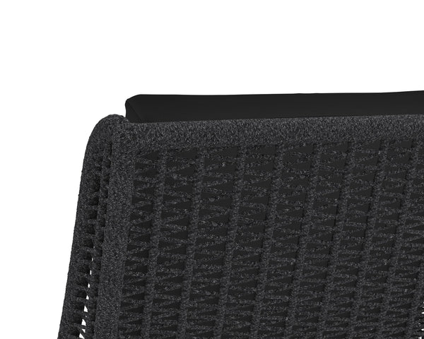 Sunpan Sorrento Stylish Outdoor Barstool with Durable Teak Wood Base and Weather-Resistant Fabric Seat Arashi Black