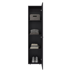 English Elm Home Freestanding Tall Linen Cabinet Single Door Four Shelves Slim Bathroom Organizer B200P465723