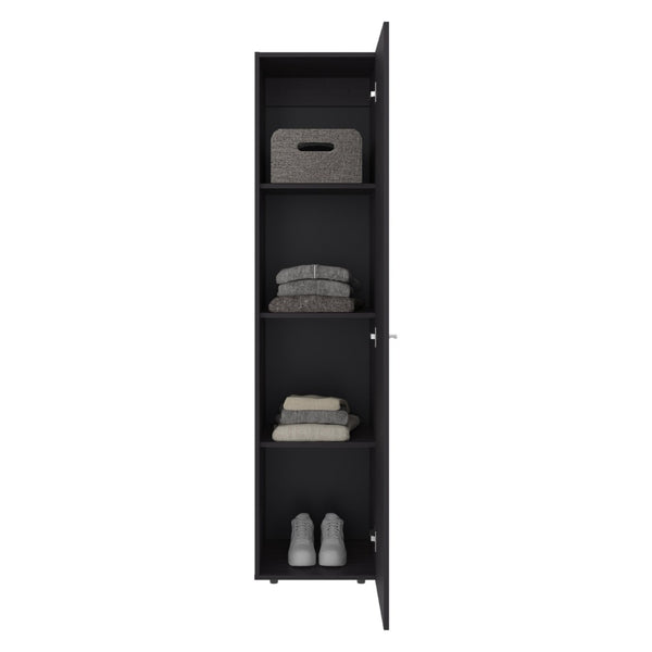 English Elm Home Freestanding Tall Linen Cabinet Single Door Four Shelves Slim Bathroom Organizer B200P465723