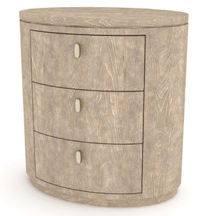 English Elm Oval Nightstand Toffee - Solid Wood MDF 3-Drawer Soft-Close USB Ports Cedar & Felt Lined Elegance B2699P323470