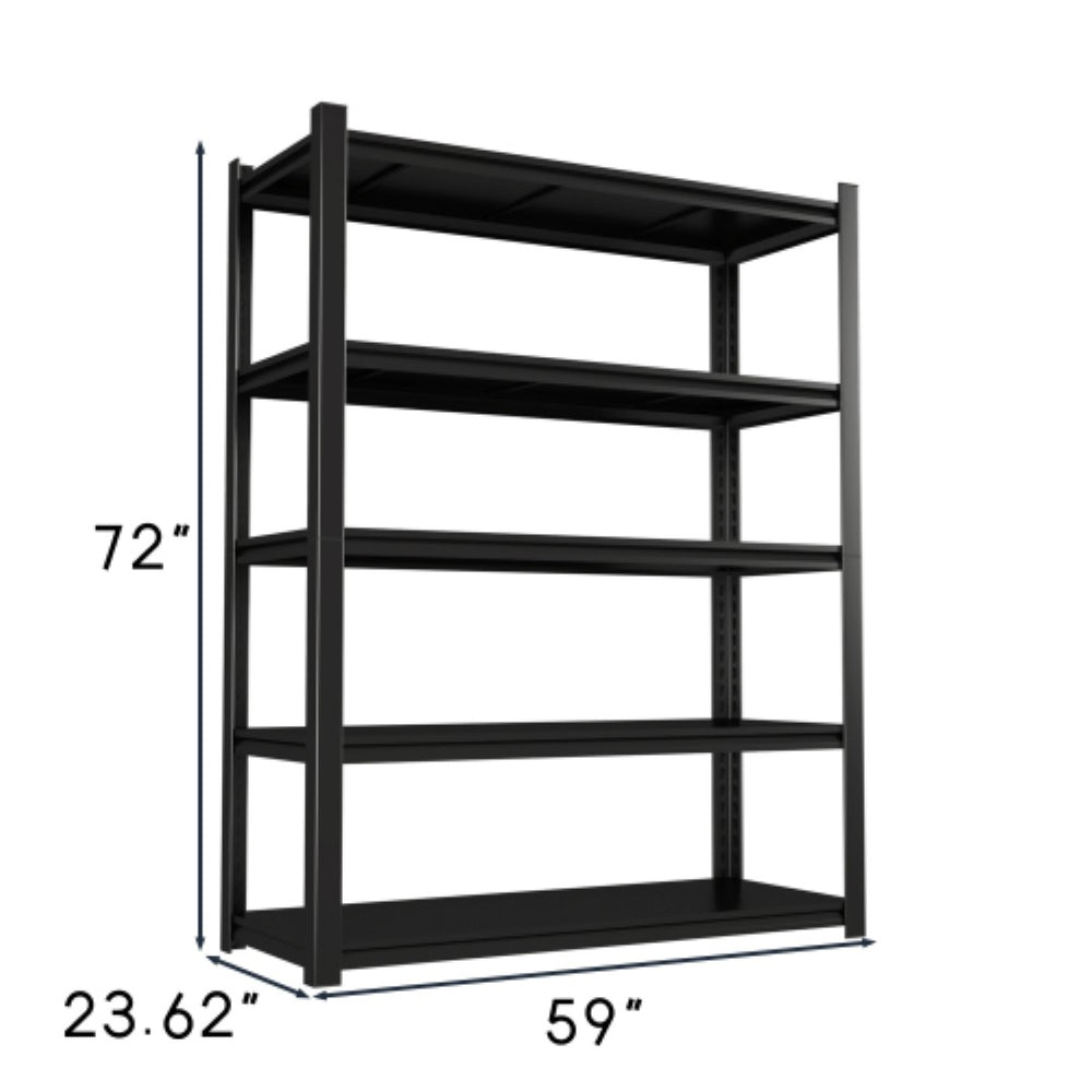 English Elm 59" Wide Black Metal Shelving Unit with Removable Dividers for Garage or Office T3625P455779