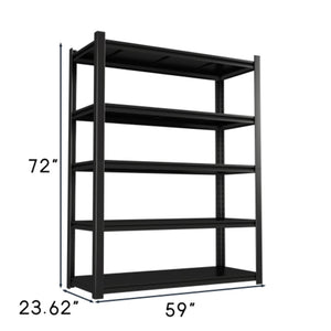 English Elm 59" Wide Black Metal Shelving Unit with Removable Dividers for Garage or Office T3625P455779