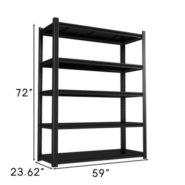 English Elm 59" Wide Black Metal Shelving Unit with Removable Dividers for Garage or Office T3625P455779