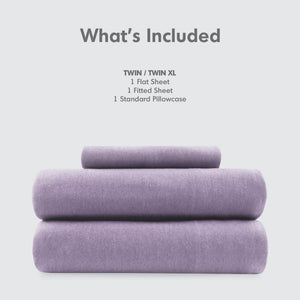 JLA Home Intelligent Design - All Season Sheet Set with Jersey Knit Cotton Blend — Breathable, Stretchy Comfort for Year-Round Use Purple ID20-706