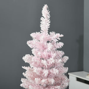English Elm Snow Flocked Pink Pencil Artificial Christmas Tree for Entryway or Bedroom Corner T3971P414474