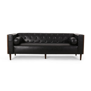 English Elm 3-seater Diamond Tufted Contemporary Sofa Deep Seated Living Room Couch with Pillows Black 70630.00AMDNT_70630.00BMDNT