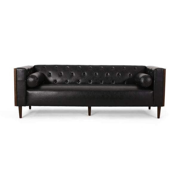 English Elm 3-seater Diamond Tufted Contemporary Sofa Deep Seated Living Room Couch with Pillows Black 70630.00AMDNT_70630.00BMDNT